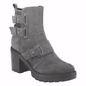 **MOVING SALE**  Marc Fisher LTD Dream Moto Combat Booties Grey Suede